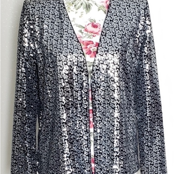 GORGEOUS Ivanka Trump Sequin blazer 🖤🩶 Side Medium - Picture 3 of 5